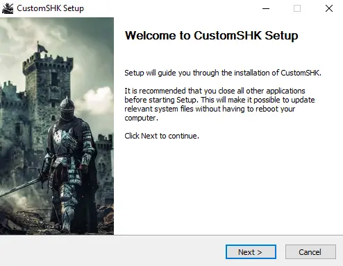 CustomSHK Installer Welcome Knight